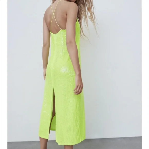 Zara sequin yellow dress - Picture 3 of 8